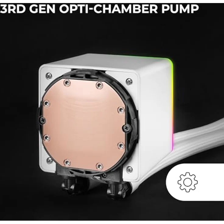 Mars Gaming ML-VISIONPRO240W, CPU Wasserkühler mit zwei 120 mm Lüftern und mehrfarbiger LED-Beleuchtung, Weiss – Bild 4