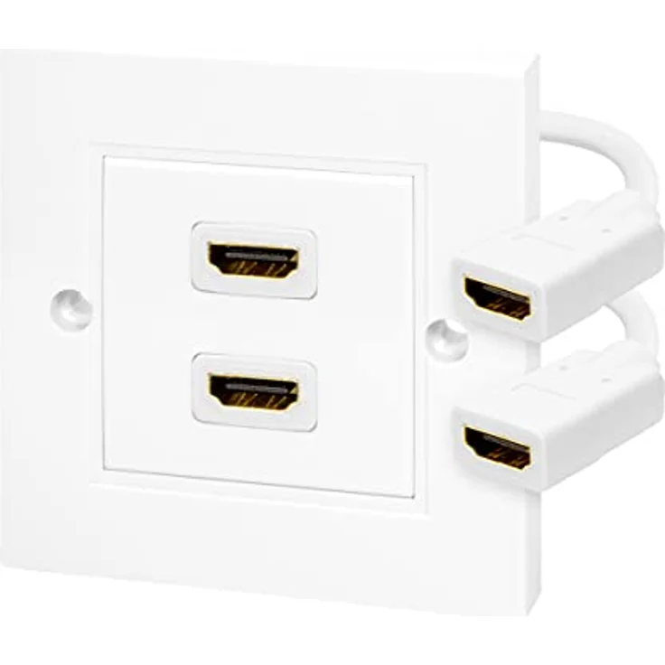 LogiLink AH0015 - 2-fach HDMI-Wansdose (HDMI Highspeed with Ethernet) für Auflösungen bis 4K/30 Hz, inkl. 18cm Adapterkabel, AH-0015, weiß, 2-Port – Bild 1
