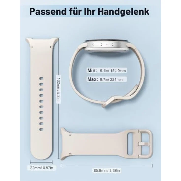 MoKo Sport Armband für Samsung Galaxy Watch 9/8/8 Classic, Silikon, M/L, atmungsaktiv und wasserdicht mit farbenfrohen Nähten – Bild 5