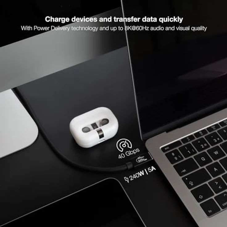 Nanocable USB-C-Kabel 10.01.5001, 1 m in Schwarz, 40 Gbps, HDR Technologie – Bild 4