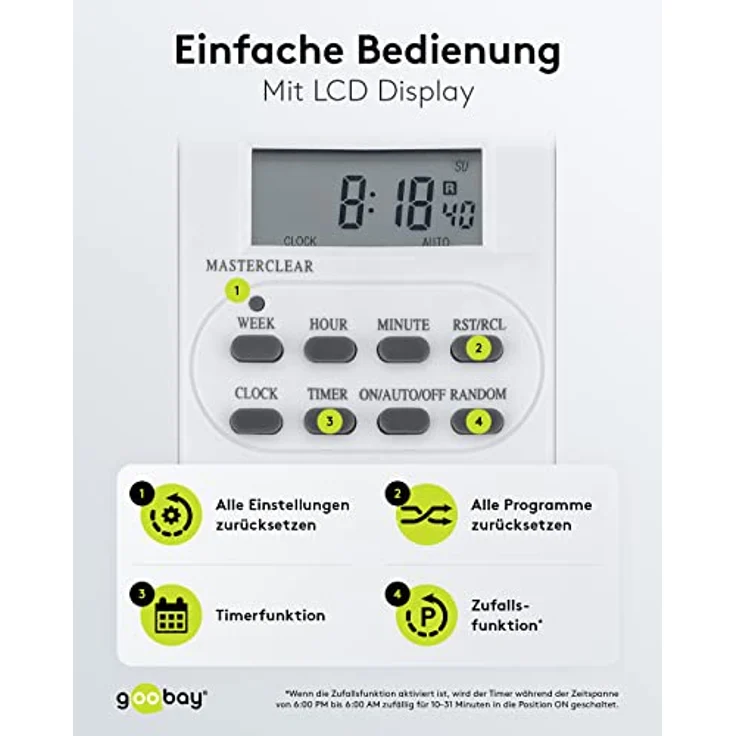 Goobay 2er Pack Digitale Zeitschaltuhr, 2 ) (Pack of 2) – Bild 5