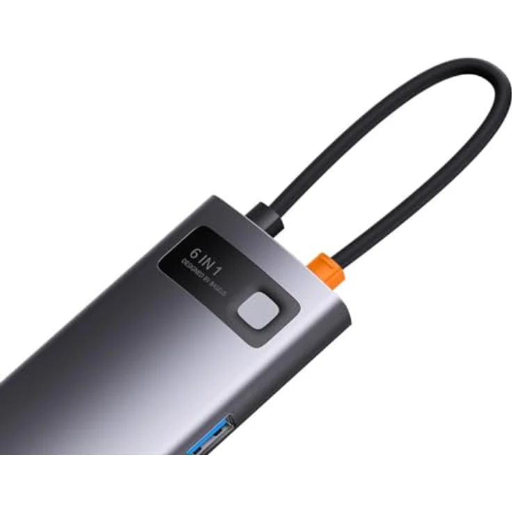 Baseus Hub 6in1 StarJoy Serie, USB-C auf 3X USB 3.0 + HDMI + USB-C PD + RJ45, grau – Bild 4