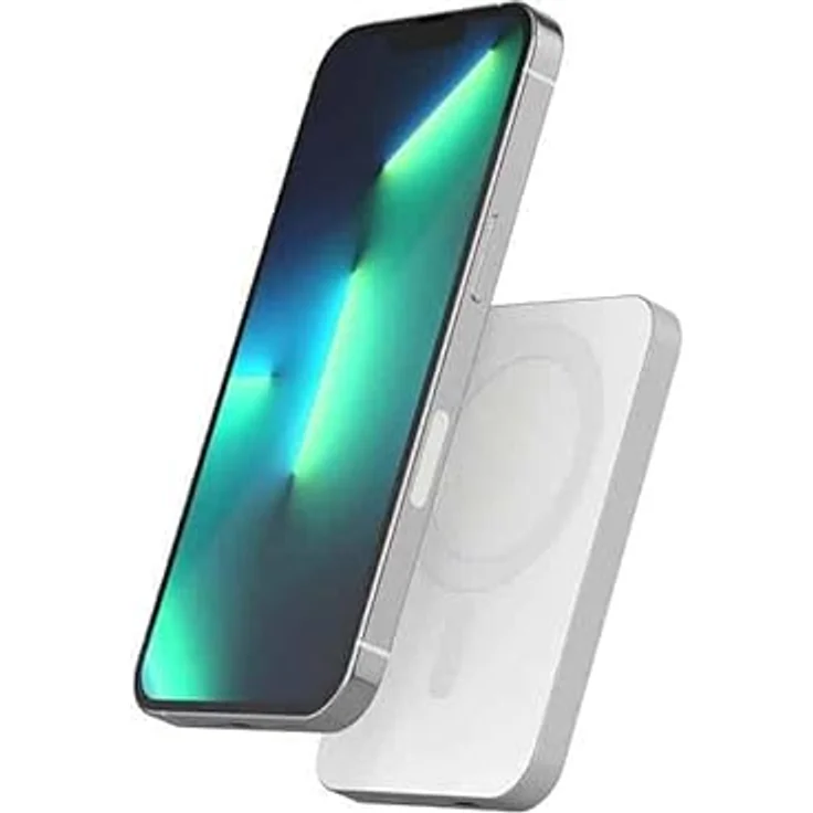 Epico Magnetische Powerbank aus Aluminium, 5 K Kapazität, MagSafe kompatibel, Silber – Bild 4