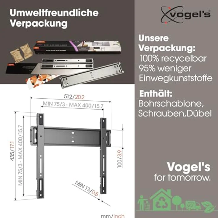 Vogels Elite 5505, TV Wandhalterung für 32-77 Zoll Fernseher, fix, schwarz – Bild 6