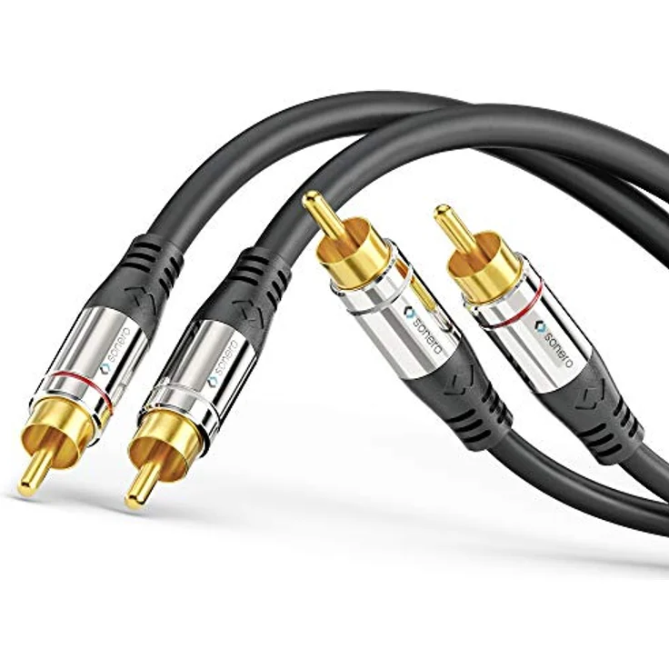 Sonero® Premium 12,5m Cinch Kabel, 2x Cinch auf 2x Cinch, Audio Kabel, Subwoofer, HiFi-Anlage, Verstärker, schwarz – Bild 1