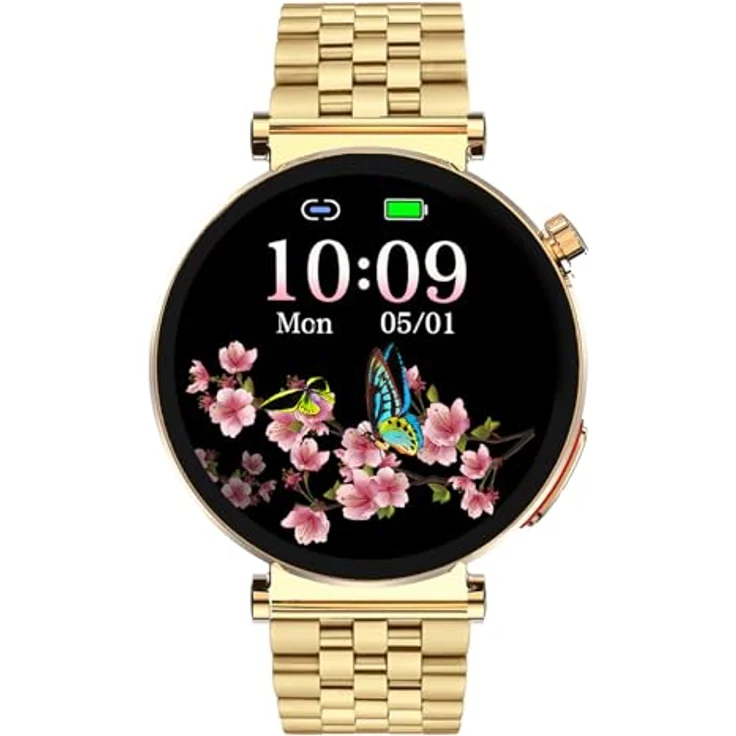 Knauermann NEO 2 (2025) - Gold Smartwatch - EKG, HRV, Blutdruck, Schlafüberwachung, Edelstahlarmband, BT Bluetooth – Bild 2