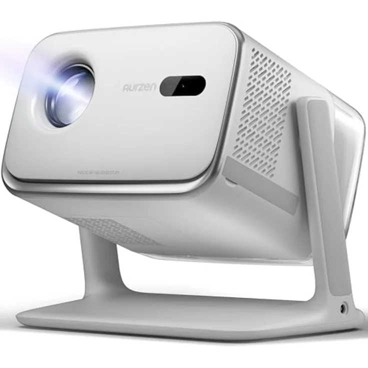 Aurzen Boom Mini 4-in-1 Smart Beamer, 4K-fähig mit Google TV, 500 ANSI Lumen, 20W DoIby Audio, ToF Autofokus & Trapezkorrektur, WLAN/Bluetooth, grau – Bild 1