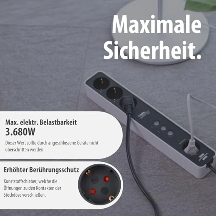 Brennenstuhl Ecolor WiFi-Steckdosenleiste 1153240627, weiß-schwarz, einzeln schaltbar mit Timerfunktion und Sprachsteuerung – Bild 4