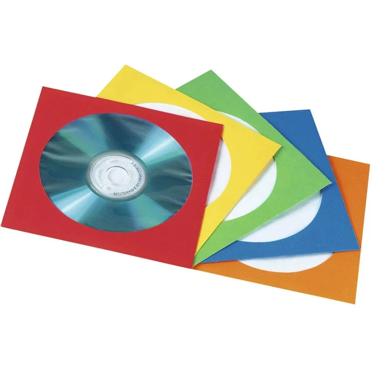 Hama DVD-Rohling, 100 Stück, einfarbig, Papieretui, blau, grün, orange, rot, gelb