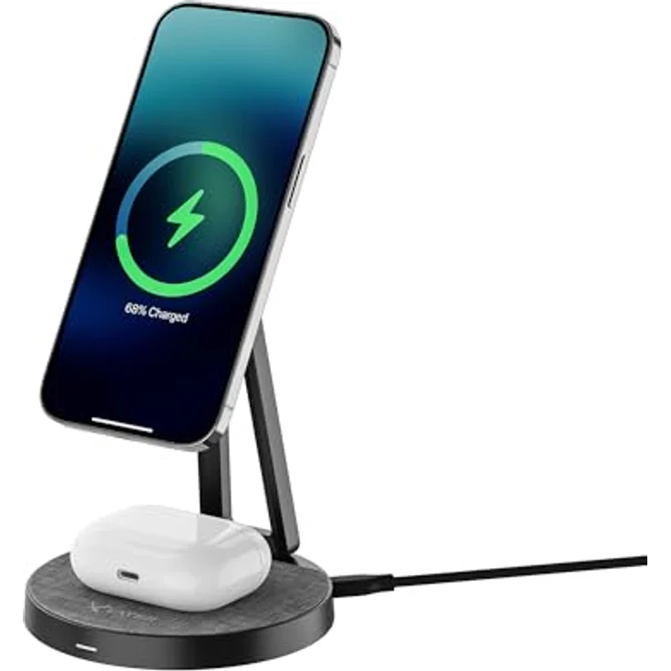 XLayer MagFix Pro 2-in-1 Ladestation Apple Wireless Charger I Standby I Magsafe Kompatibel I Magnetisch I Ladegerät I kabelloses schnelles Laden von iPhone 15 14/13/12/11 Pro Max Plus, AirPods – Bild 2