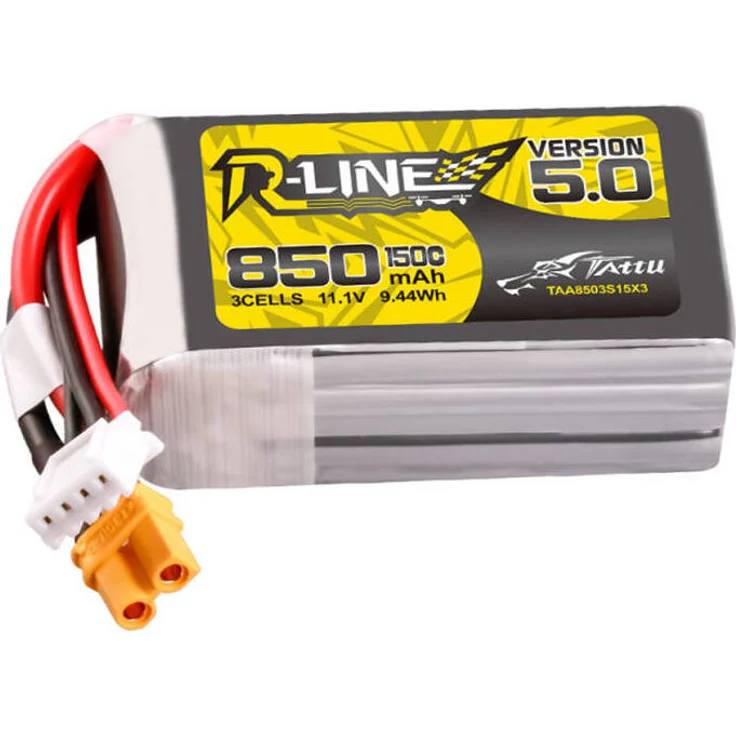 Tattu R-Line Version 5.0, 850 mAh 3S 11,1 V 150C Akku für FPV-Drohnen, XT30U-F