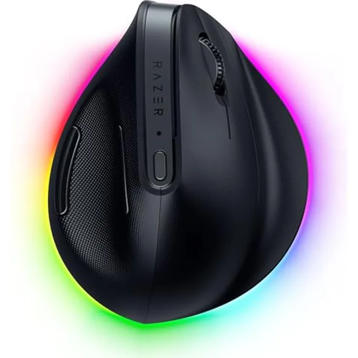 Razer Pro Click V2 Vertical, Ergonomische kabellose Maus für Rechtshänder, 30K Optical Sensor, bis zu 6 Monate Akku, Chroma RGB, 9 Tasten, Schwarz