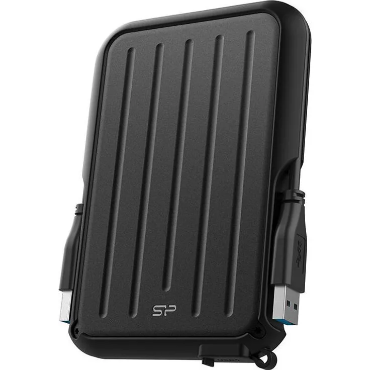 Silicon Power Armor A66 - Externe Festplatte 2 TB - USB 3.2 Gen 1, Stoßfest, wasserfest, tragbar - Schwarz/Schwarz