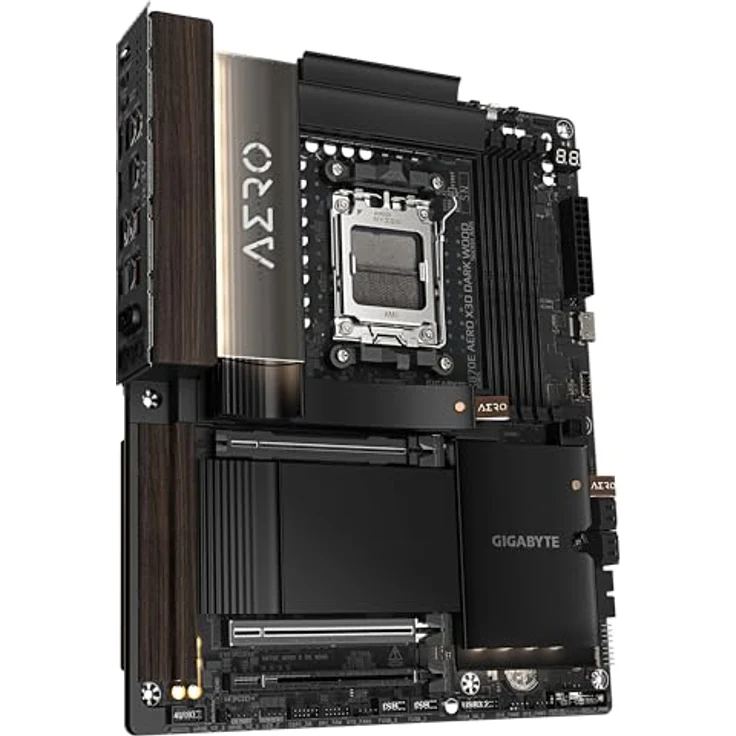 GIGABYTE X870E AERO X3D DARK WOOD Mainboard – ATX, unterstützt AMD Ryzen 9000 CPUs, digitales 16+2+2-Phasen-VRM, bis zu 9000 Hz DDR5 (OC), 2× PCIe 5.0, Wi-Fi 7, 5-GbE-LAN, USB 4 – Bild 3