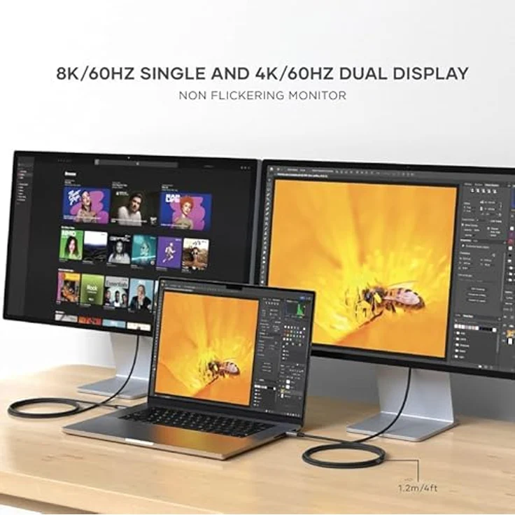 SATECHI USB 4 Pro-Kabel, 8K@60Hz/4K@120Hz, 240W Stromversorgung, 40 Gbps Datenübertragung, Schwarz (4 Fuß) – Bild 5