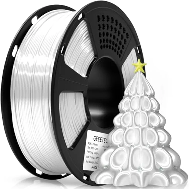 GEEETECH Silk PLA, Seidenglänzendes Weißes Filament, 1,75 mm, 1 kg für 3D-Drucker, hohe Präzision und blasenfrei – Bild 2