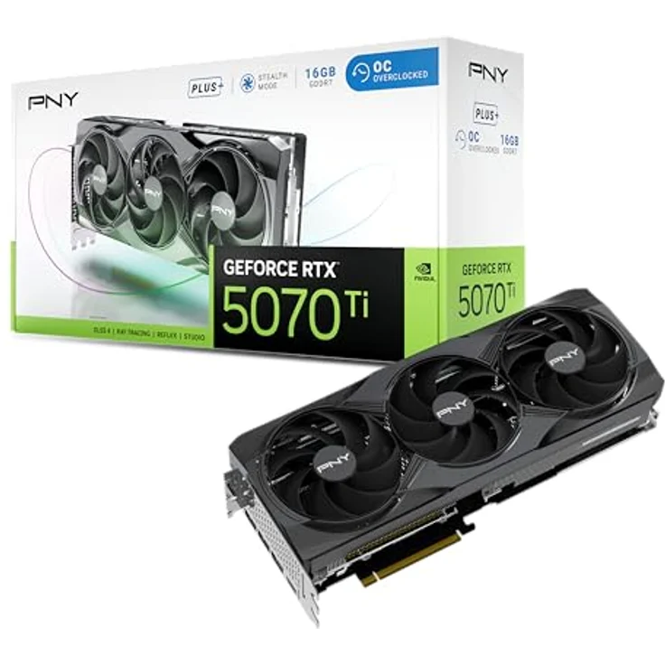 PNY GEFORCE RTX™ 5070 Ti 16GB Overclocked Triple Fan Plus Grafikkarte mit DLSS 4 und PCI Express 5.0 – Bild 1