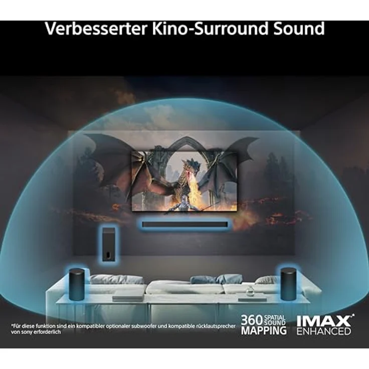 Sony Bravia Theatre Rear 9 Wlan Lautsprecher mit Bluetooth, 6.0 Kanälen und 180 W, Schwarz, versandkostenfrei – Bild 3
