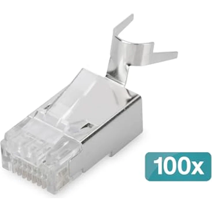 Digitus Modularstecker CAT 6A, geschirmt für Rundkabel, RJ-45 Stecker, klar, 100er Pack – Bild 2