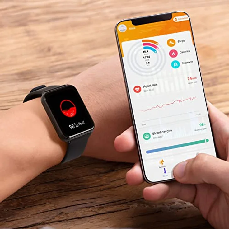 Technaxx-SW7HR Smartwatch Unisex, Einheitsgröße, Silikonarmband, Schwarz – Bild 2