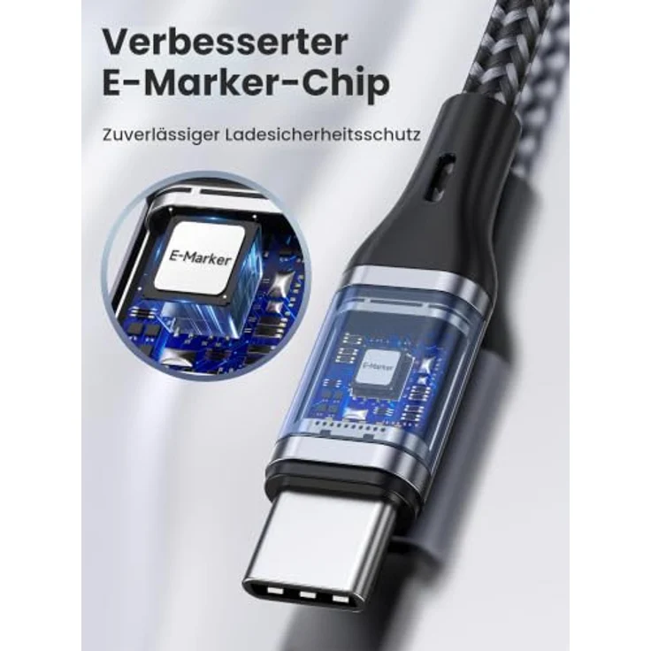 RAVIAD 240W USB C Kabel 1M, 2 Stück, PD 3.1 Schnellladekabel mit E-Marker Chip, Kompatibel mit iPhone 17 und Samsung Galaxy S23 – Bild 5