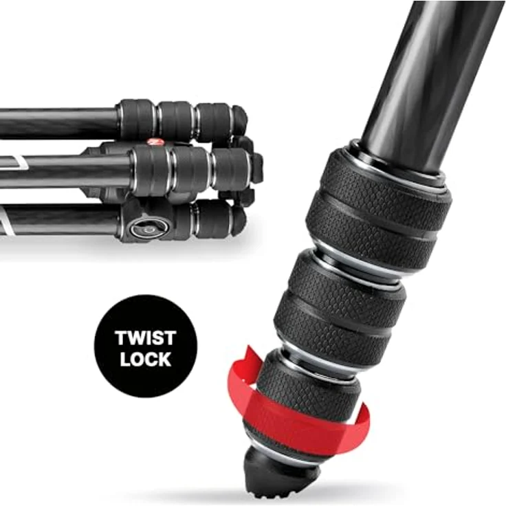 Manfrotto Befree GT XPRO Carbon: Stativ mit Kugelkopf 496, M-Lock-System, 90-Grad-Säule, 200PL-PRO-Platte, für DSLR- oder CSC-Kamera mit langem Objektiv, Makrofotografie, Carbon, MKBFRC4GTXP-BH – Bild 5