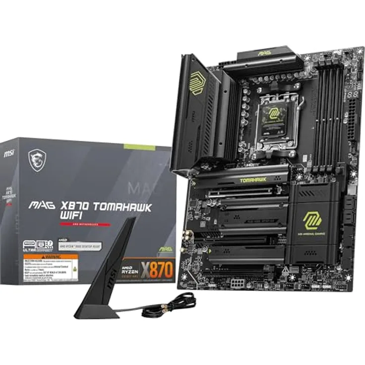 MSI MAG X870 Tomahawk WiFi Mainboard, ATX - Unterstützt AMD Ryzen 9000/8000/7000 Prozessoren, DDR5 Memory Boost 8400+MT/s (OC), PCIe 5.0 x16 & 4.0 x16, M.2 Gen5, Wi-Fi 7, 5G LAN