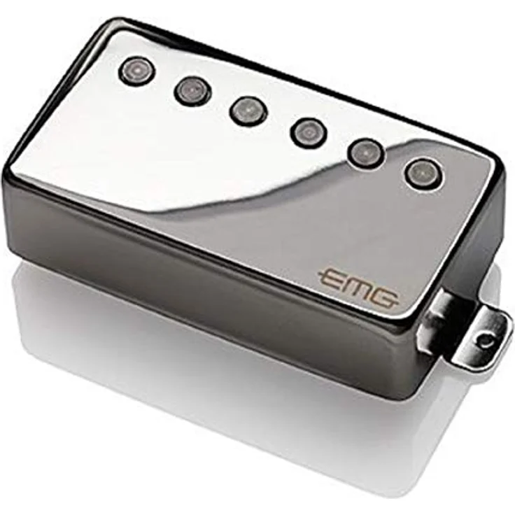 EMG 66 Brushed Black Chrome, aktiver Humbucker Tonabnehmer für Halsposition mit AlNiCo 5-Magneten und Edelstahlgehäuse, Schwarz Chrom (gebürstet) – Bild 2
