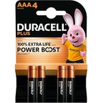 Duracell Plus-AAA BOOST K4 Batterien, hoher Energielieferant für Fernbedienungen, Spielzeuge und tragbare Geräte, 4er Pack