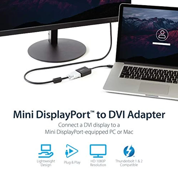 StarTech.com Mini DisplayPort auf DVI Adapter / Konverter (St/Bu) - DVI-Adapter - Mini DisplayPort (M) - DVI-I (W) - 10,2 cm - Schwarz (MDP2DVI) – Bild 3
