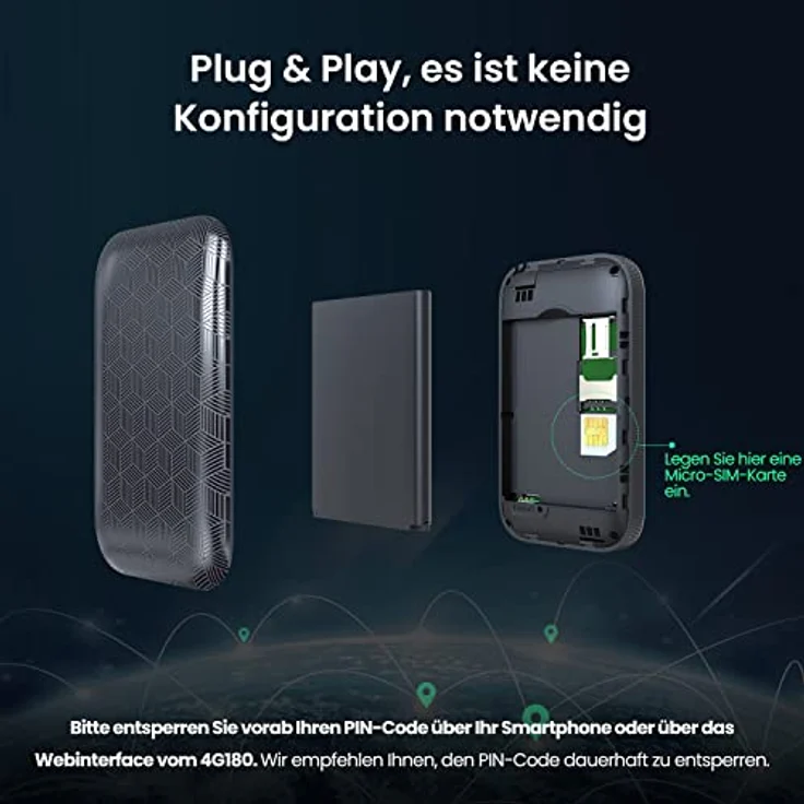 Tenda 4G180 Mobiler WLAN Router (4G/LTE bis zu 150/Mbit/s Download, 50Mbit/s Upload, Hotspot, Cat.4 Router), 2100mAh, Plug & Play, kompatibel mit Allen europäischen SIM Karten – Bild 3