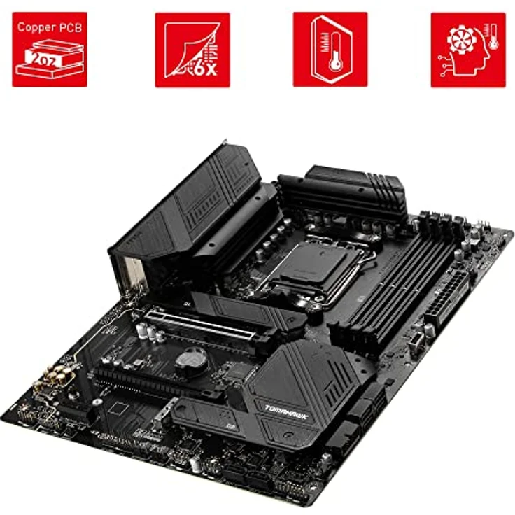 MSI MPG B650 Tomahawk WiFi Mainboard, ATX - Unterstützt AMD Ryzen 7000 Serie Prozessoren, AM5-14 Duet Rail 80A VRM, DDR5 Memory Boost 6400+MHz/OC, 2 x PCIe 4.0 x16, 3X M.2 Gen4, Wi-Fi 6E – Bild 4