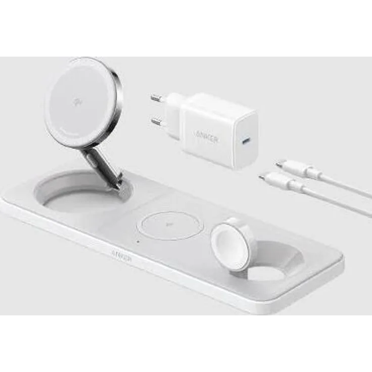 Anker MagGo Magnetic Wireless Charger, 15W, 3-in-1 Ladepad, weiß