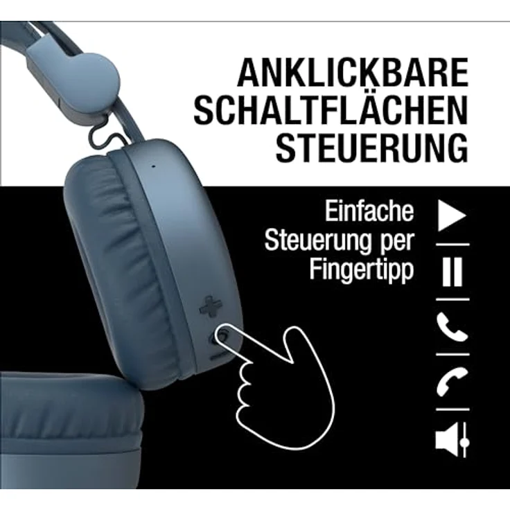 Fresh 'n Rebel Code Core, Bluetooth-Kopfhörer on-Ear, kabellos, 30 Stunden Spielzeit, mit Mikrofon und Sprachassistent, Lautstärkeregler und Wiedergabe/Pause-Tasten, faltbar (Dive Blue) – Bild 3
