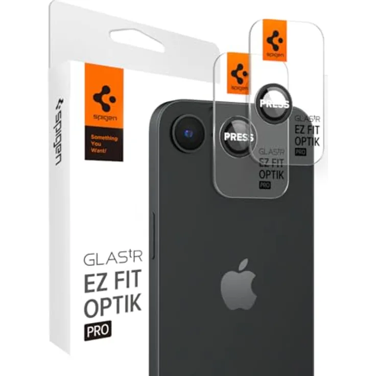 Spigen Glas.tR EZ Fit Optik Pro Kameraschutz für iPhone 16e, 2 Stück, Schwarz, Individuelle Kameraprotektion, Anti-Kratzer, 9H Härte Folie