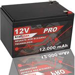 Kraftmax Industrial Pro Bleiakku [12V / 12Ah] AGM - Hochleistungs- Blei Akku der Neusten Generation, ideal für professionelle Anwendungsgebiete (schwarz)