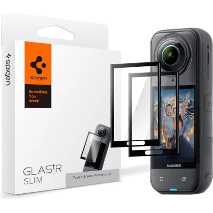 Spigen Glas.tR Slim Schutzfolie für Insta360 X5 & X4, 2 Stück, 9H Kratzfest, Volle Abdeckung, Ölfrei