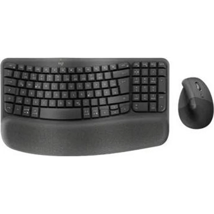 Logitech Wave Keys and Lift Combo, ergonomische Tastatur und vertikale Maus für kleinen bis mittelgroßen Hände, Graphit