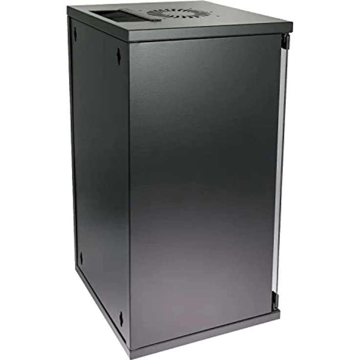 HMF 63412-02 Netzwerkschrank, Serverschrank 10 Zoll | 12 HE | 300 mm Tiefe | Voll montiert | Glastür | Schwarz – Bild 2