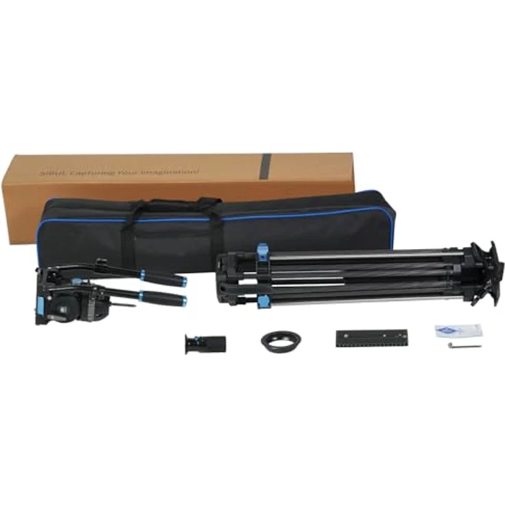 Sirui SQ100 Rapid System Stativset, Carbon Stativ mit Flip-Lock Höhenverstellung und VHS-18 Fluidkopf, maximale Tragfähigkeit 25 kg, schwarz – Bild 8