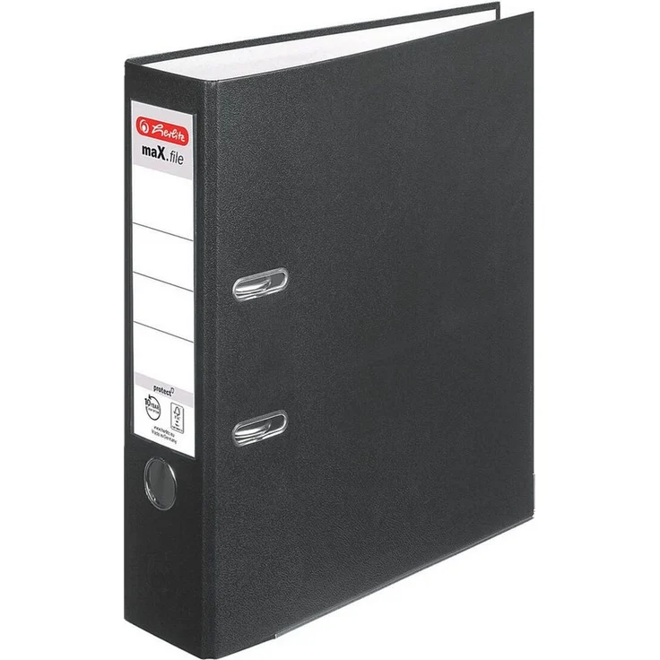 Herlitz Aktenordner maX.file protect, breit, DIN A4, 8 cm, mit Griffloch, Blattniederhalter, Raumsparschlitzen, Kantenschutz, auswechselbares Rückenschild, Polypropylen, blau – Bild 1