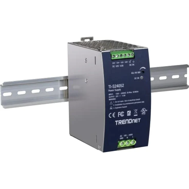 TRENDnet 240W 52V DC, 4.61A AC zu DC DIN-Schiene Industrielles Netzteil, Silber, mit extremem Betriebstemperaturbereich – Bild 4