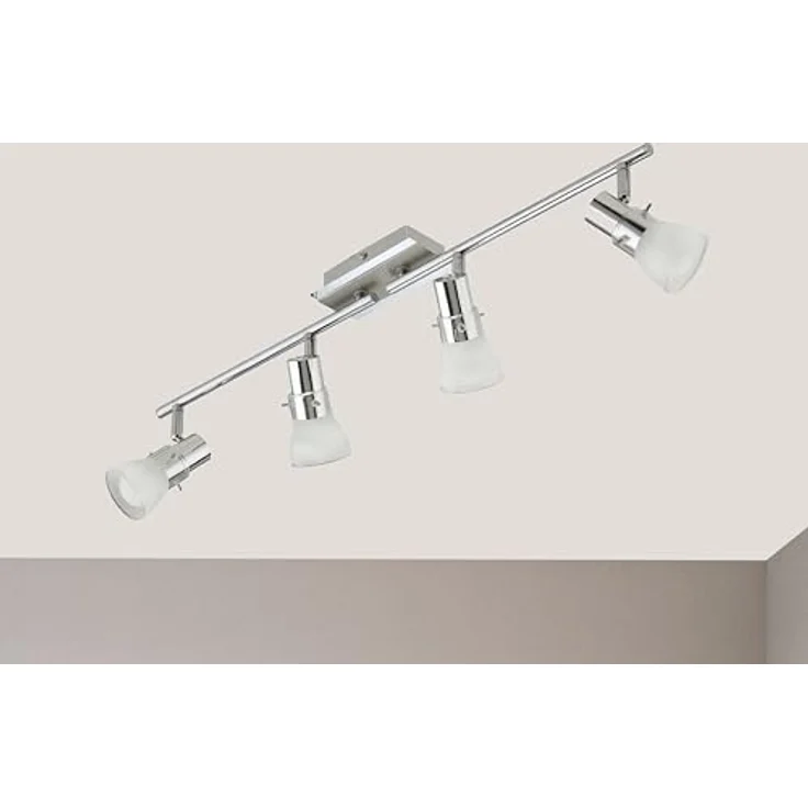 Trango 4-flammig 1007-48 LED Deckenleuchte - Chrom-Optik gebürstet *FREYA* inkl. 4x E14 LED Leuchtmittel 3.000K warmweiß - Badleuchte, Flurleuchte, Küchenleuchte - Schwenkbare Deckenlampe, Kronleuchter – Bild 3