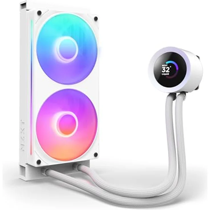 NZXT Kraken Plus 240 RGB, AIO CPU Flüssigkeitskühler mit 240mm Radiator, anpassbarem 1,54" LCD und F240 RGB Core Lüfter, Weiß – Bild 2