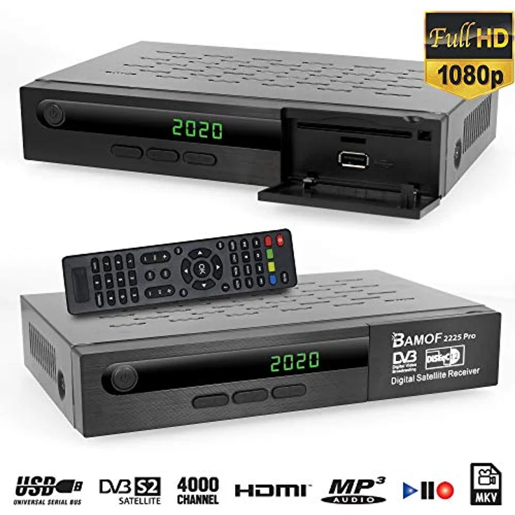 Bamof 2225 PRO Sat Receiver Digitaler Satelliten Receiver- (HDTV, DVB-S /DVB-S2, HDMI, SCART , 2X USB , Full HD 1080p ) [Vorprogrammiert für Astra, Hotbird und Türksat] + HDMI Kabel – Bild 5