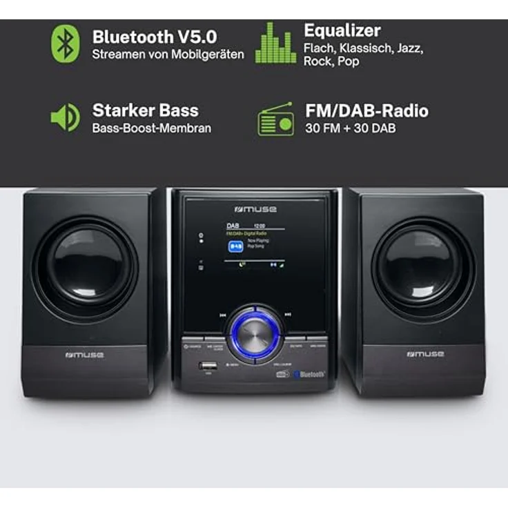 MUSE Stereoanlage, Kompaktanlage mit CD-Player & DAB Radio, Bluetooth & AUX, Spotify, 2 Lautsprecher – Bild 4