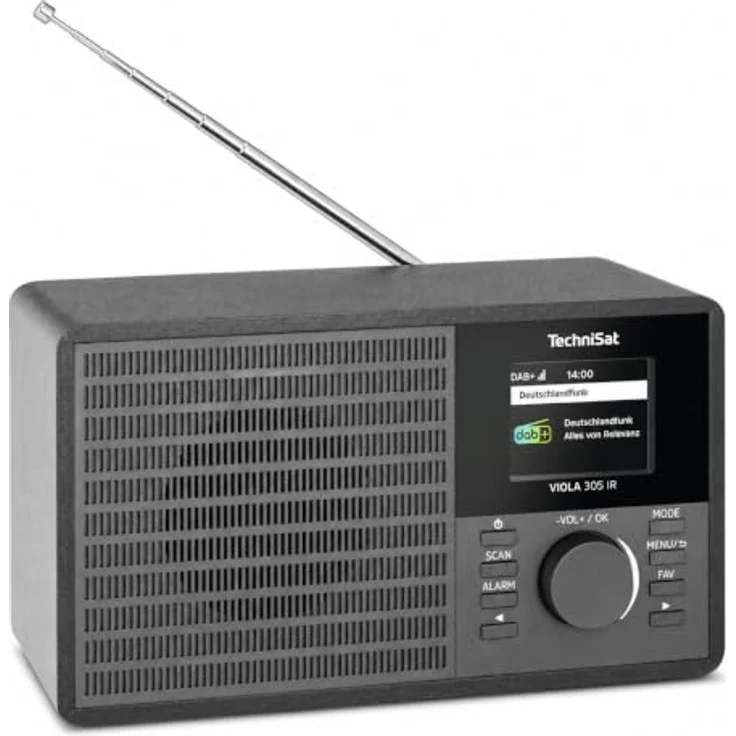 TechniSat Digitalradio Viola 305 Ir, DAB+ und UKW mit Internetradio, Bluetooth, dimmbarem TFT-Farbdisplay und Wecker, schwarz – Bild 1