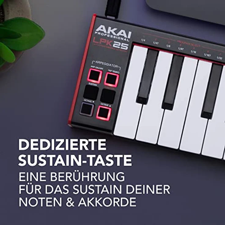 AKAI Professional LPK25 - USB MIDI Keyboard Controller mit 25 responsiven Synth-Tasten für Mac und PC, Arpeggiator und Musikproduktionssoftware – Bild 5