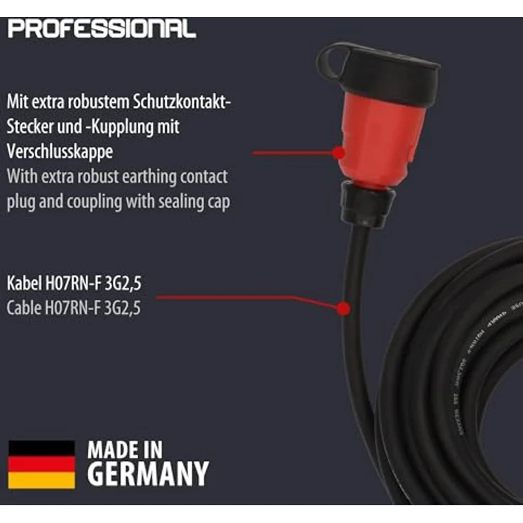Brennenstuhl Verlängerungskabel 10 m H07RN-F, 16 A, schwarz-rot, IP44, robust für Baustelleneinsatz – Bild 2