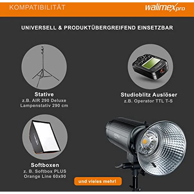 Walimex Pro Stager 600 HSS Studioblitz - leistungsstarker Studioblitz mit 2,4 GHz Empfänger, HSS-Modus, 600 Ws, Kurze Abbrennzeit, LED-Einstelllicht, für Profifotografen - Preisvergleich – Bild 5